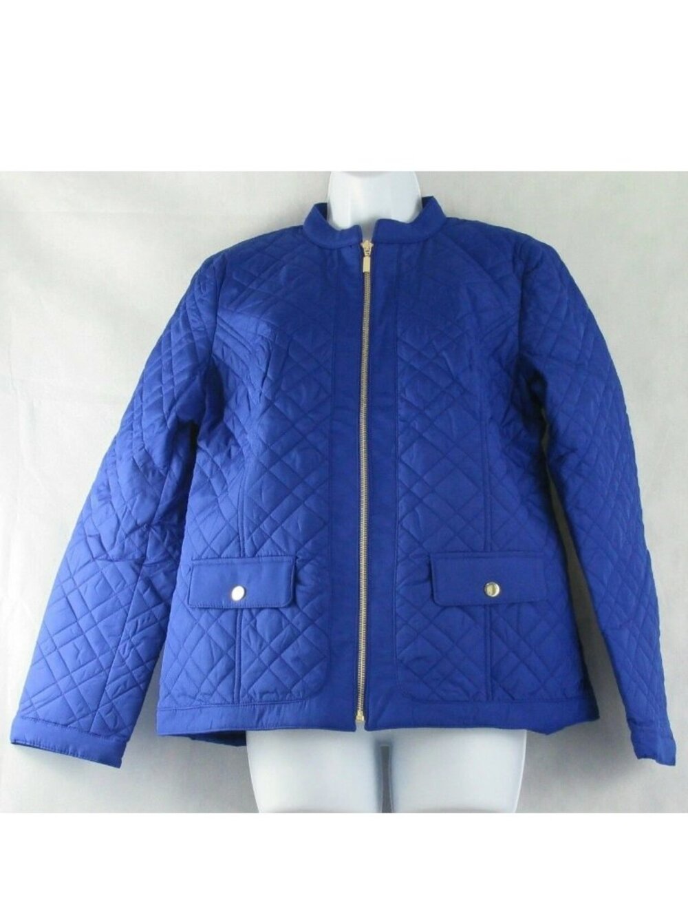 Charter Club Women's Quilted Mandarin-Collar Jacket, Blue, NWT